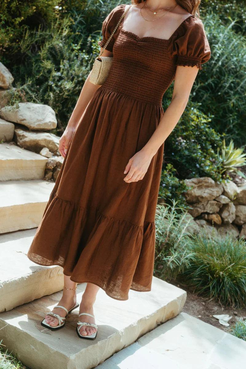 Whimsy + Row – Harper Dress in Chocolate Linen