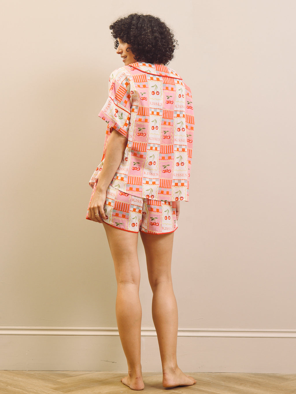 THEIR NIBS – Cherry Kisses Cotton Gauze Oversized Short Pyjama Set