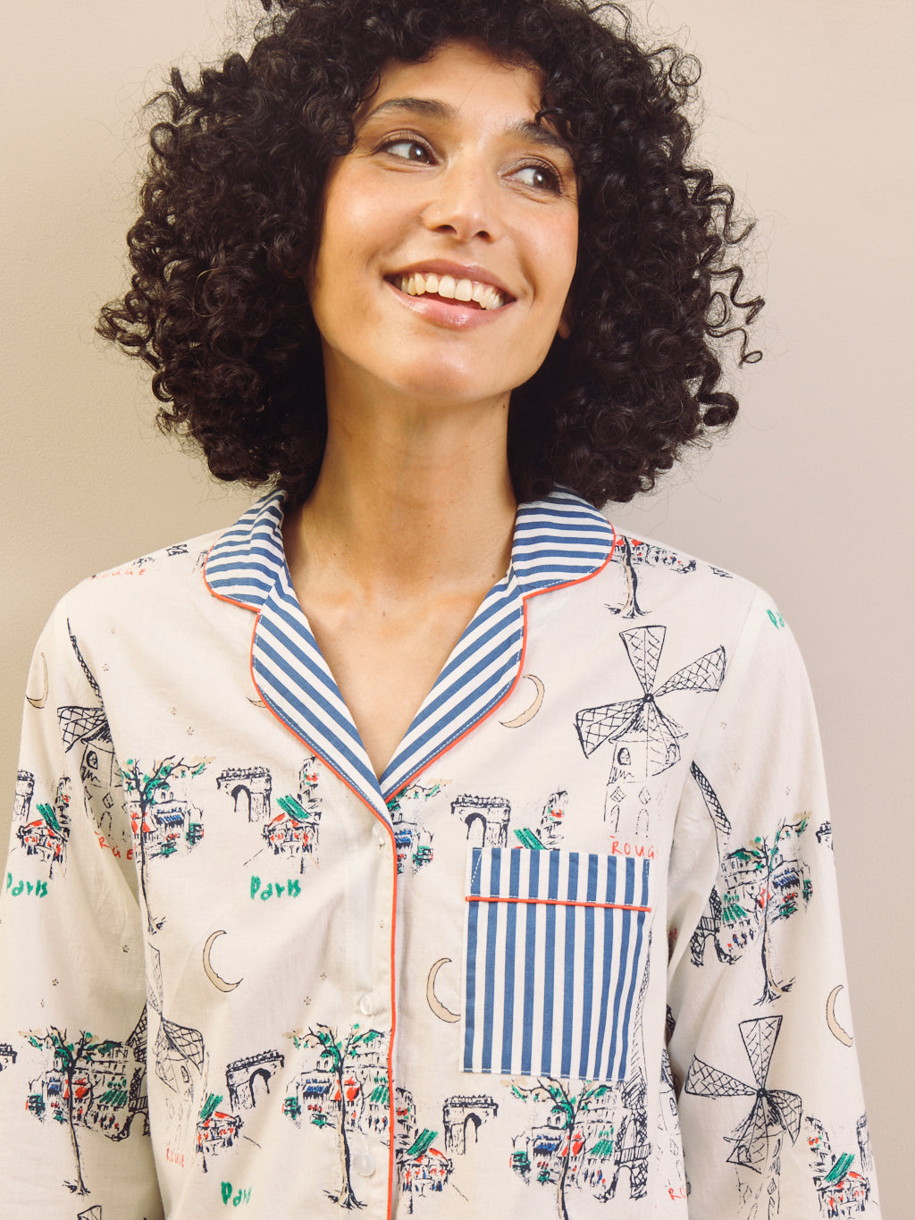 THEIR NIBS – Navy & White Moulin Snooze Cotton Traditional Pyjama Set