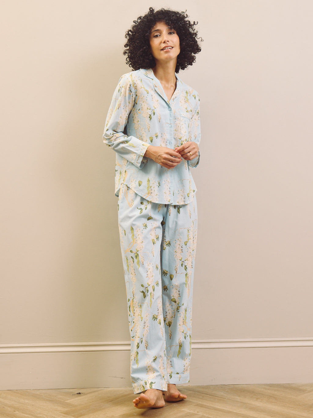 THEIR NIBS – Pale Blue Wisteria Cotton Traditional Pyjama Set