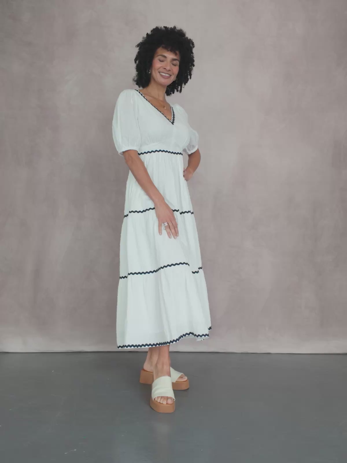 This is Unfolded – Nelly Ric Rac Dress | White & Navy