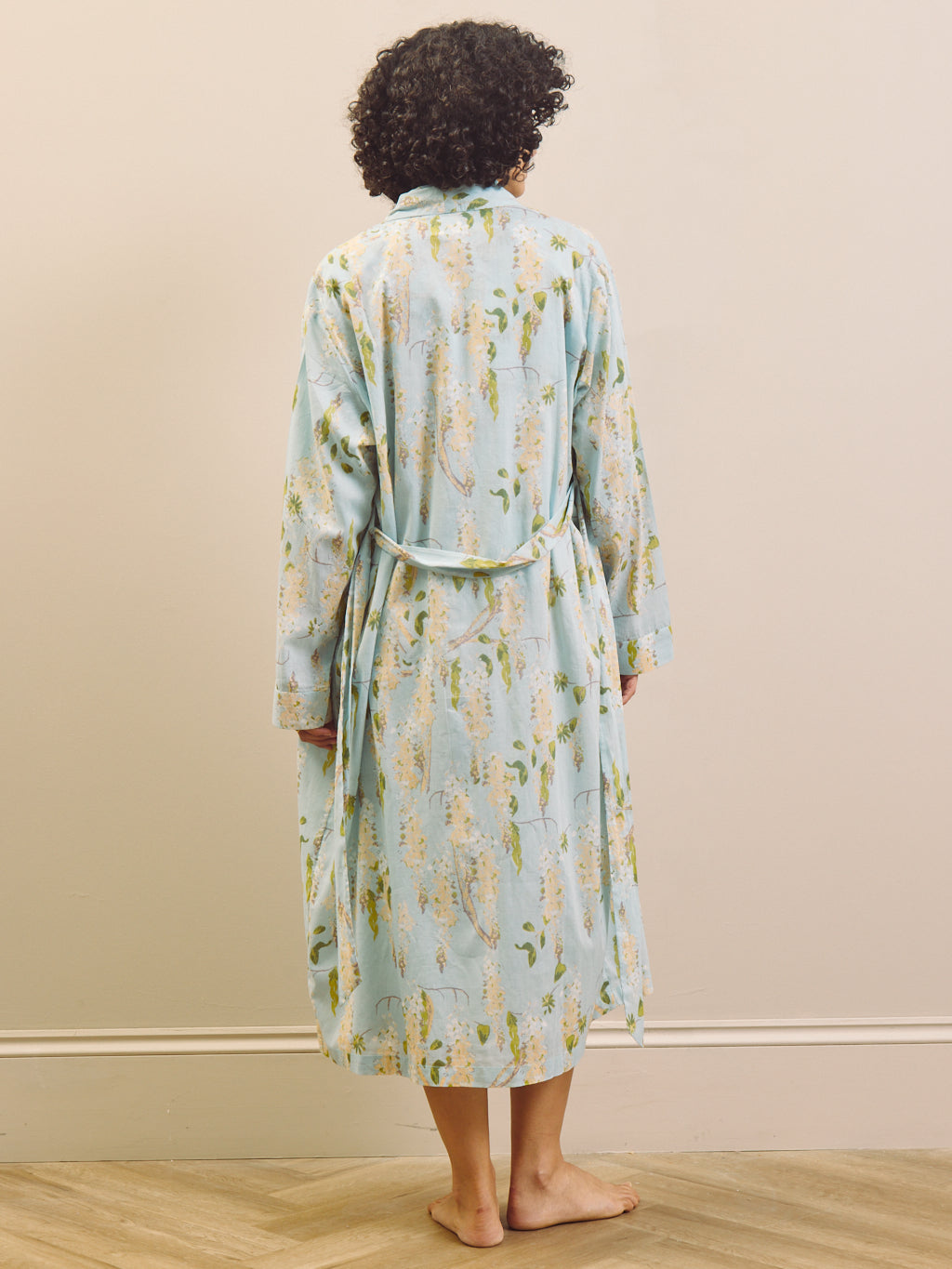 THEIR NIBS – Pale Blue Wisteria Cotton Grandpa Dressing Gown