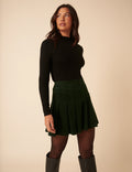 Nobody's Child – Green Cord Pleated Mini Skirt