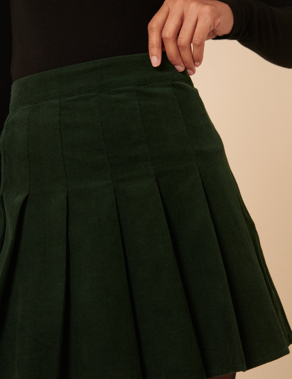 Nobody's Child Green Cord Pleated Mini Skirt