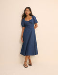 Nobody's Child – Tulla Midi Denim Dress (Dark Wash)
