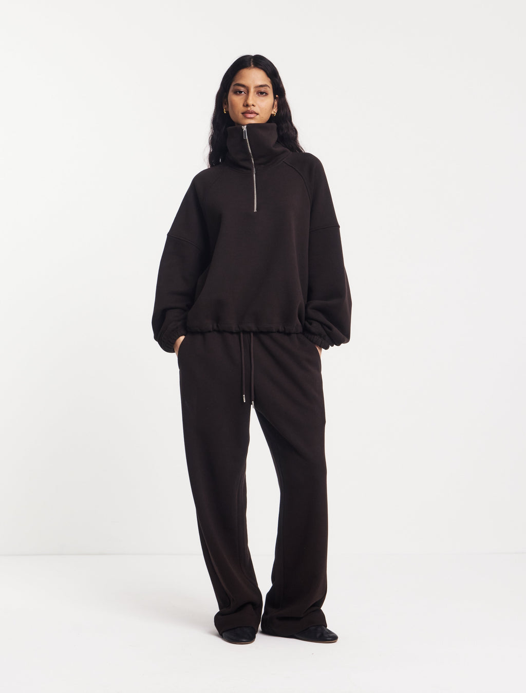 Ninety Percent – Classic Half Zip Sweatshirt | Bitter Chocolate