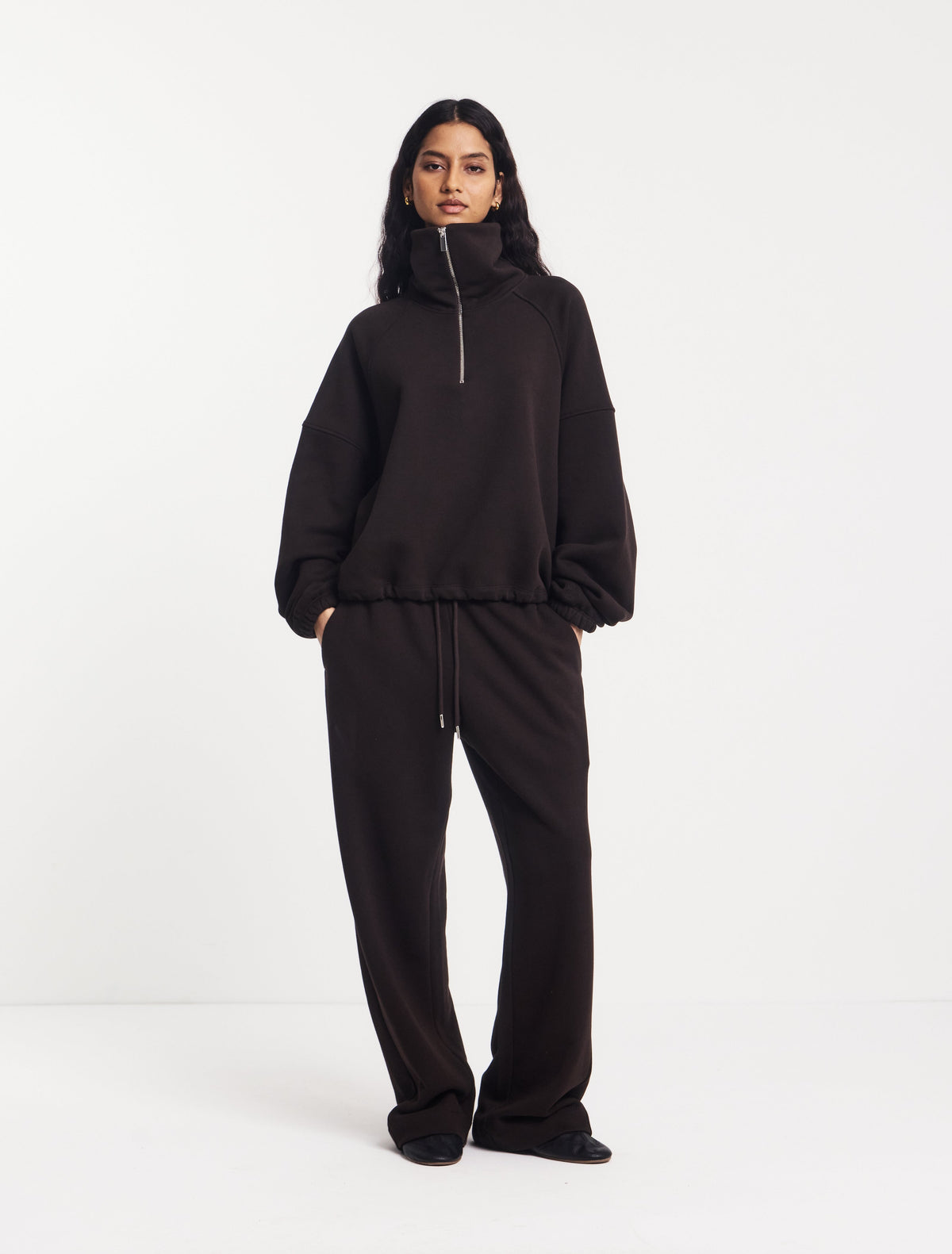 Ninety Percent – Classic Half Zip Sweatshirt | Bitter Chocolate