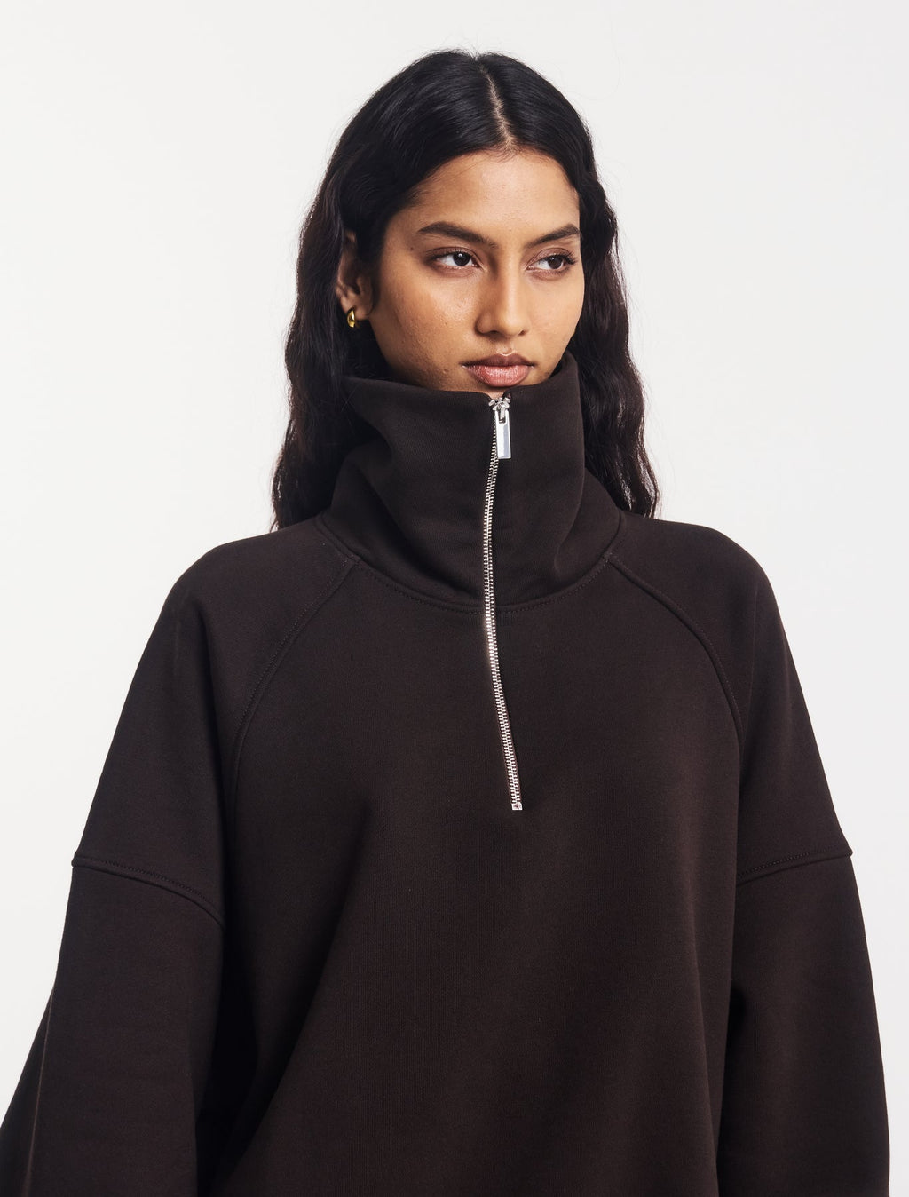Ninety Percent – Classic Half Zip Sweatshirt | Bitter Chocolate