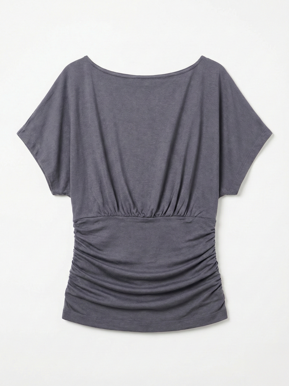 Ninety Percent – Amelie Slash Neck Gathered Side Top