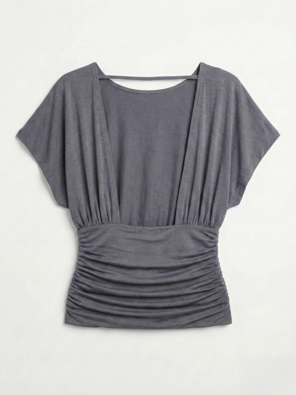 Ninety Percent – Amelie Slash Neck Gathered Side Top