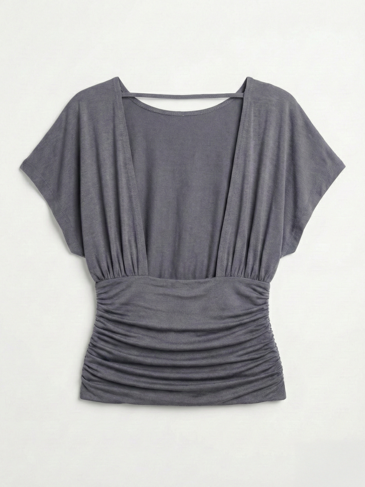 Ninety Percent – Amelie Slash Neck Gathered Side Top