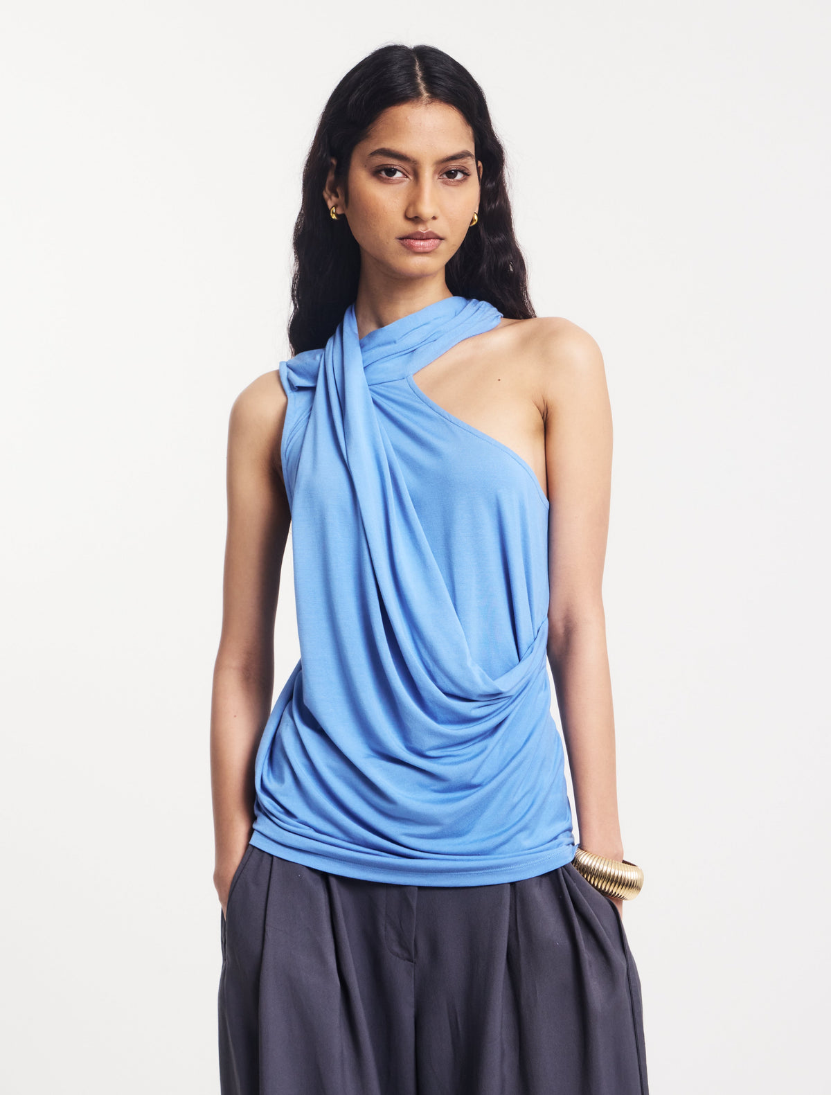 Ninety Percent – Zora Drape High Neck Top