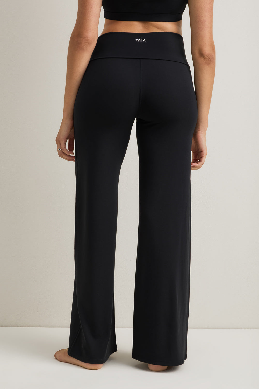 TALA – SoftSet Fold Waist Wide Leg Trouser | Black