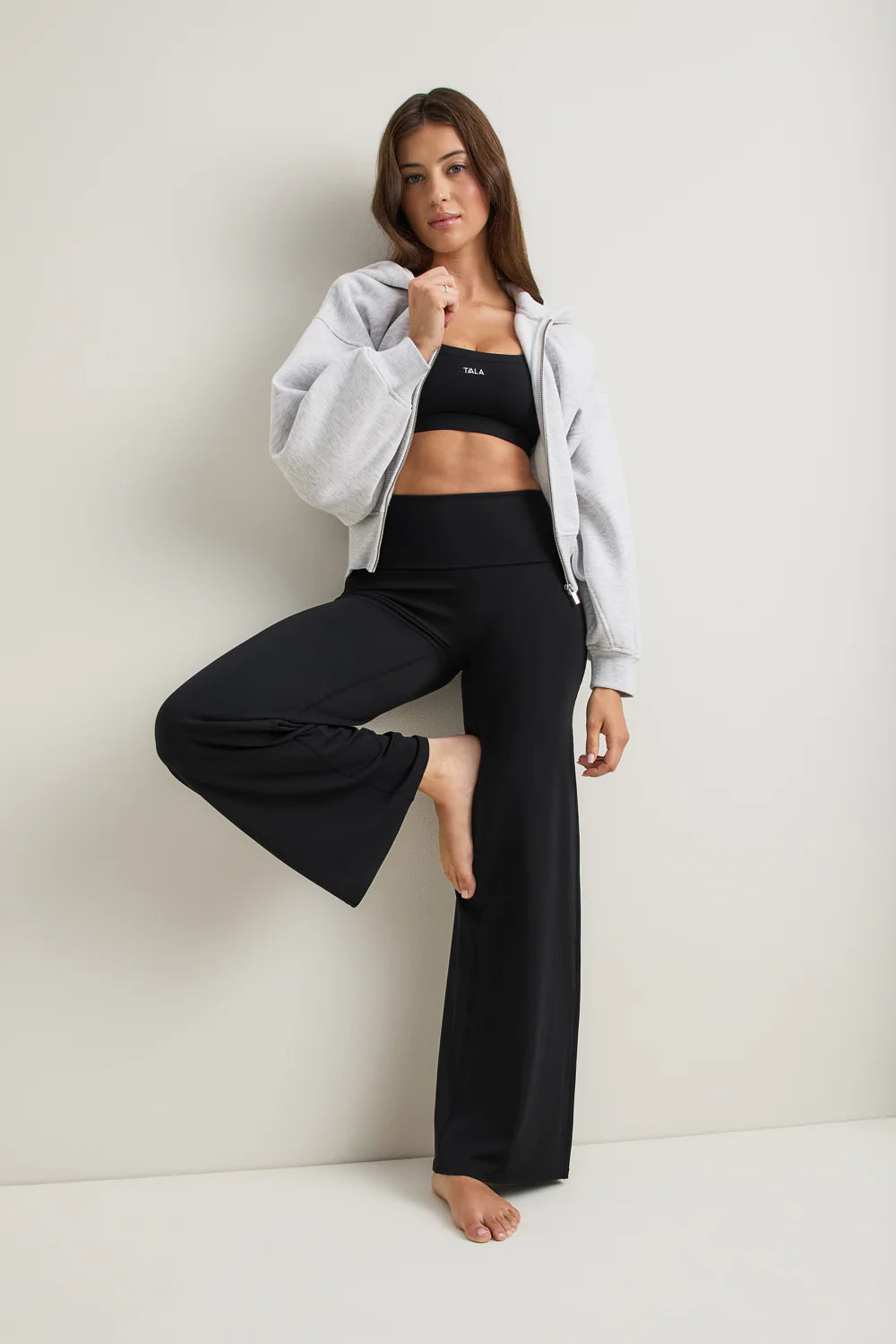 TALA – SoftSet Fold Waist Wide Leg Trouser | Black
