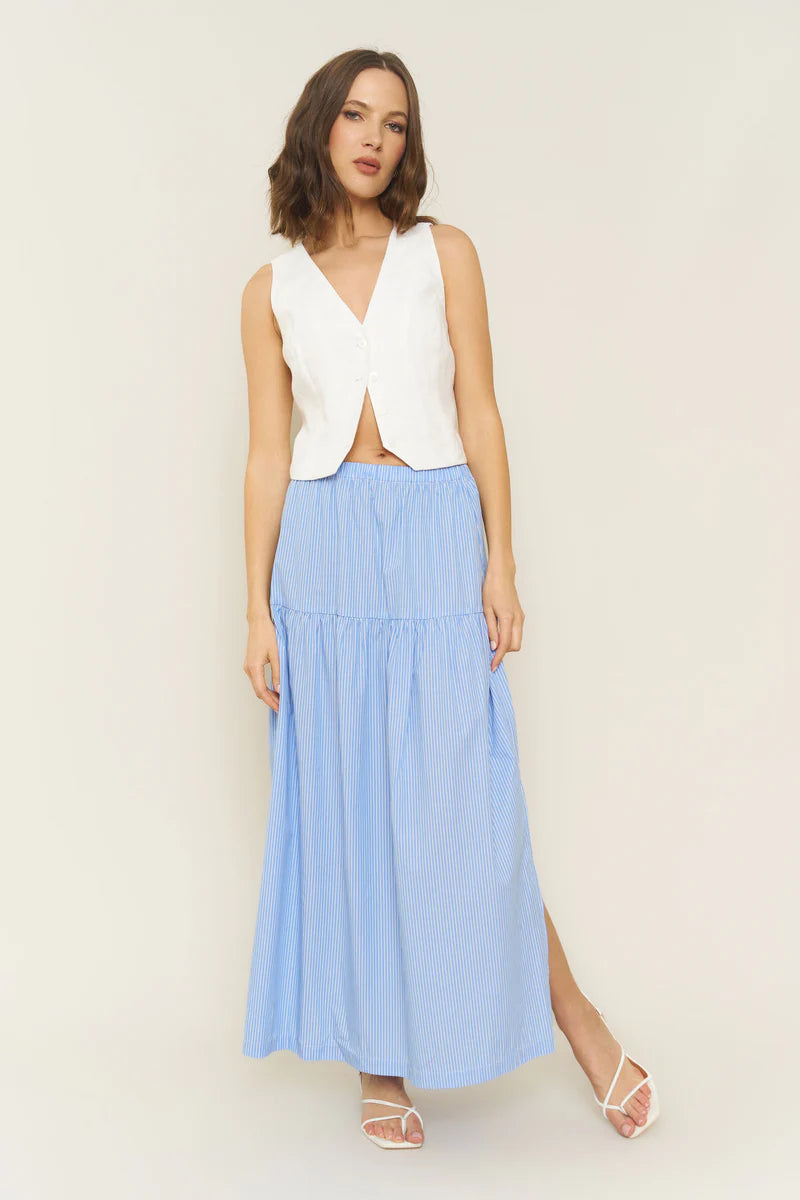 Whimsy + Row – Millie Skirt/Dress in Blue Stripe Poplin
