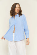 Whimsy + Row – Denise Top in Blue Stripe Poplin