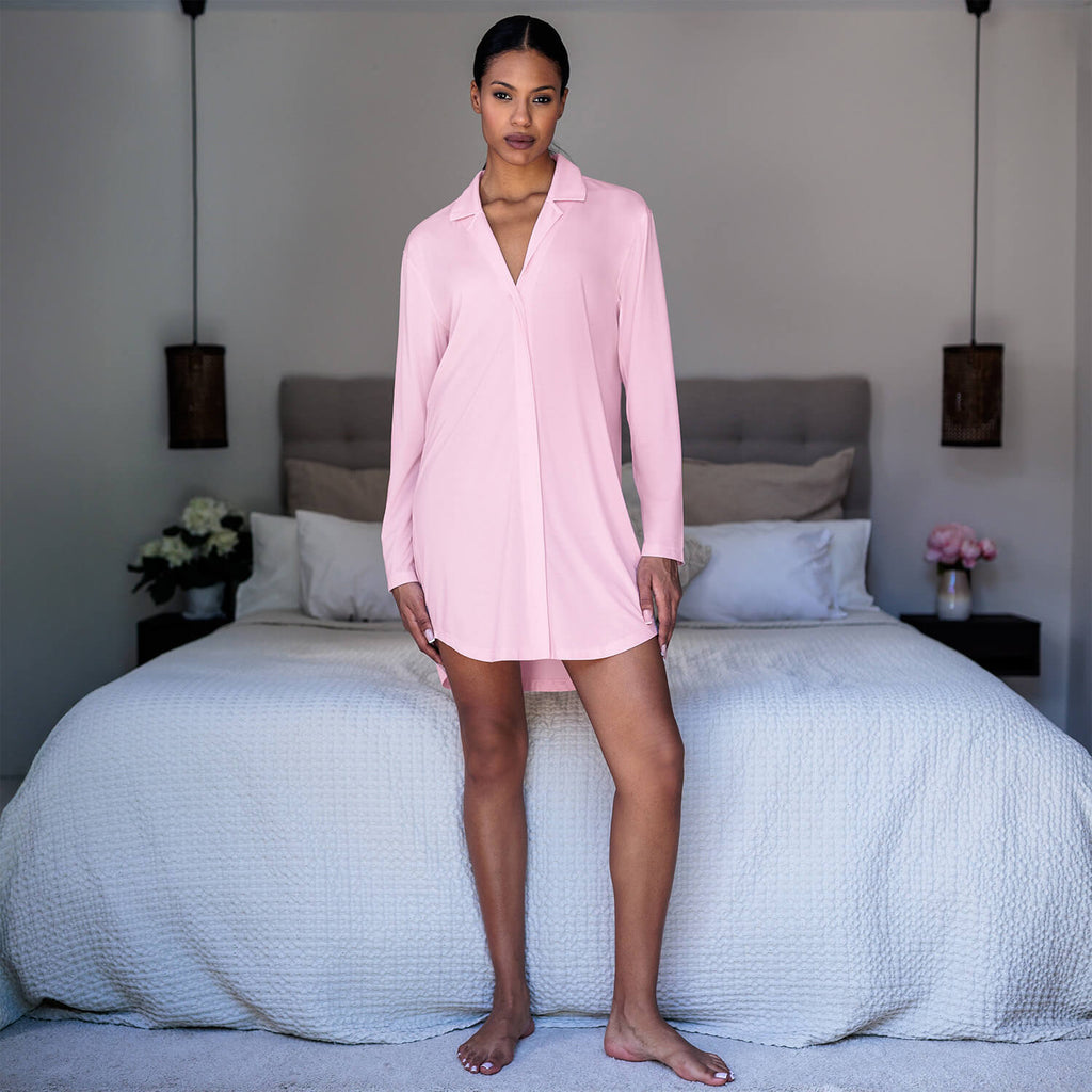 Dagsmejan – Stay Cool Classic Long Sleeve Sleepshirt Women | Wild Rose