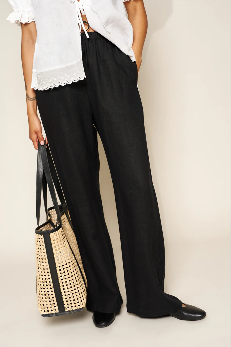 Whimsy + Row – Kira Pant in Black Linen