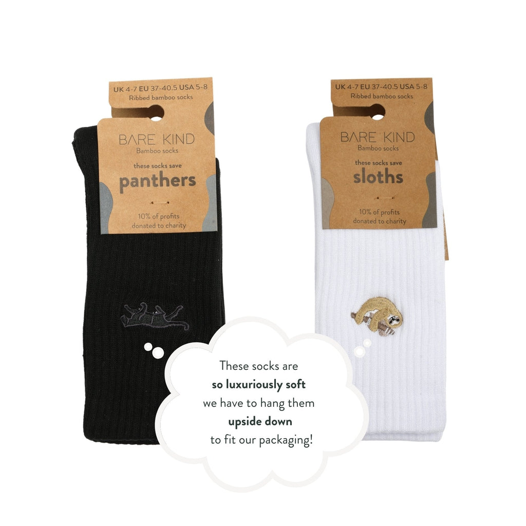 Bare Kind – Black & White Ribbed 2-Pack Bamboo Sock Set