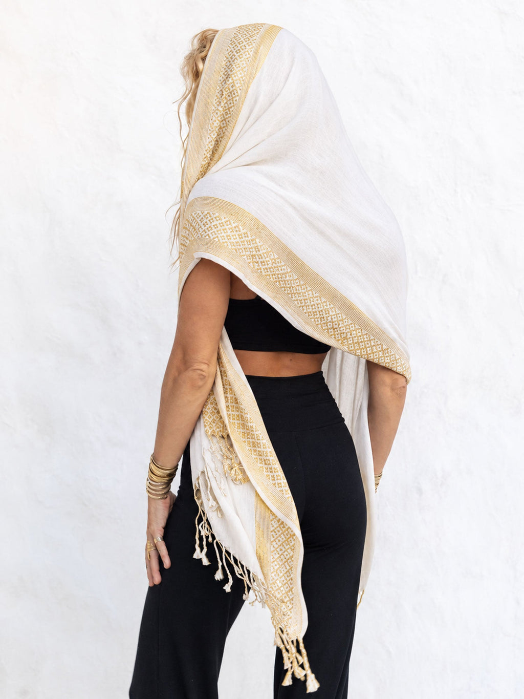 Priestess Scarf in White/Gold — The Royal Codes