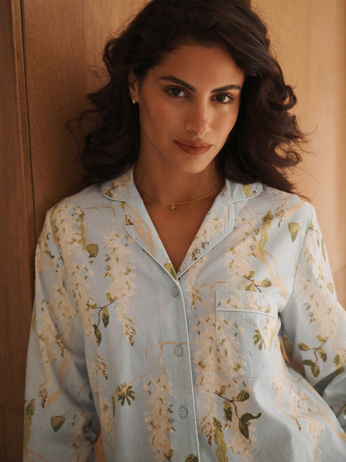 THEIR NIBS – Pale Blue Wisteria Cotton Traditional Pyjama Set